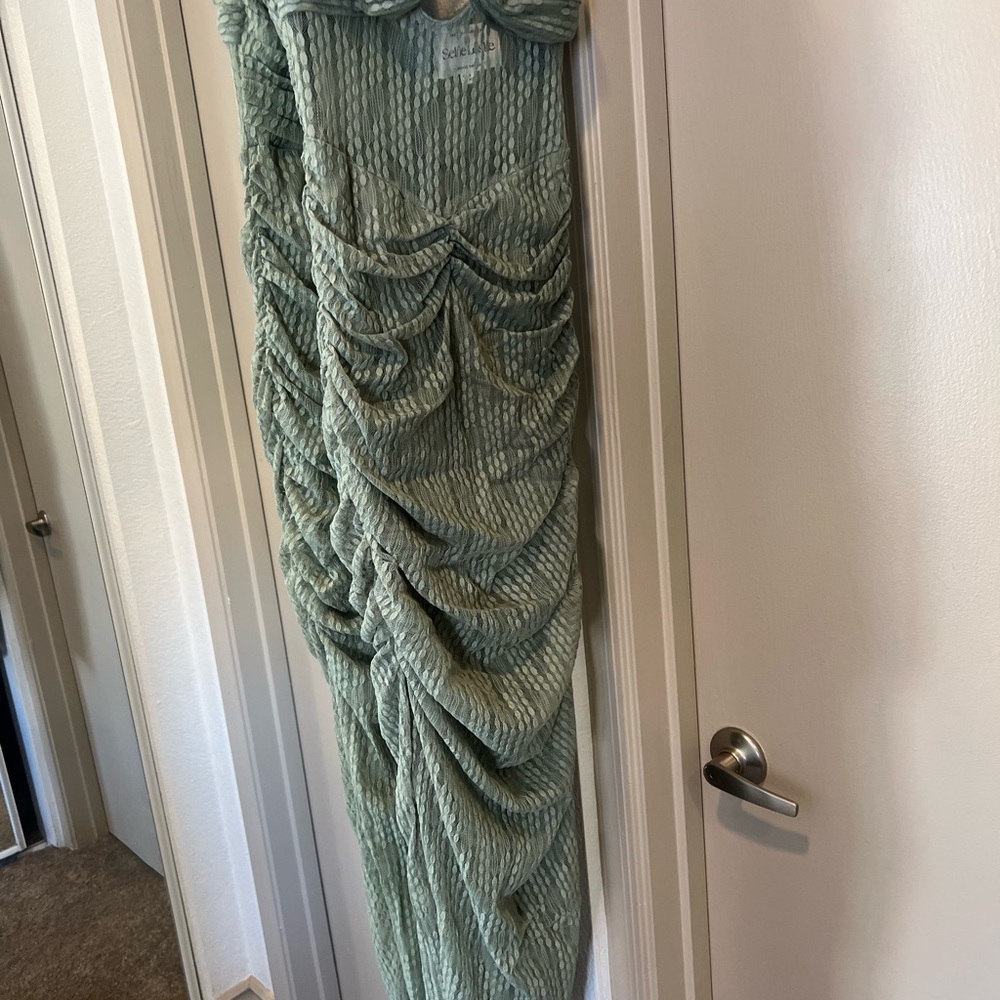 Selfie Leslie Oliana Embroidered Mesh Midi Dress Fern US XS - Picture 3 of 6
